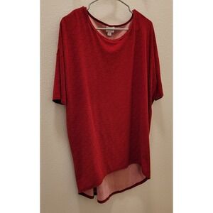 Lularoe Long Dark Red Blouse With Triangles. Short Sleeves. Size Medium.